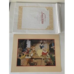 1994 Snow White and The Seven Dwarfs Disney Store Commemorative Lithograph 12x16